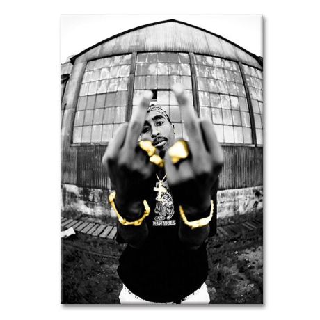 Black and White Rapper Canvas Art - Image 1
