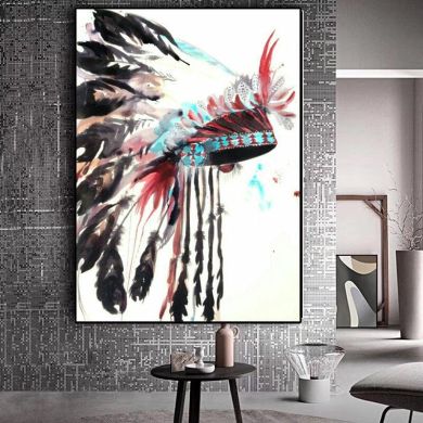 Indian Peacock Feather Headband Canvas Art - Image 2