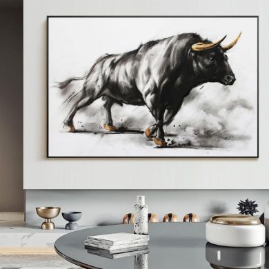 Black Bullfight Canvas Art - Image 2