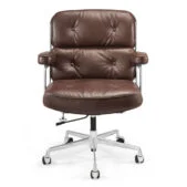 Daedalus Designs - Eames Mid-Century Executive Office Chair | Genuine Italian Leather - Brown Color - Review