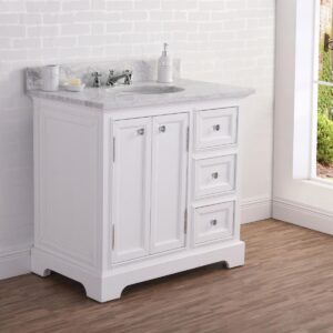 Daedalus Designs - Water Creation Derby 36 in. Single Sink Bathroom Vanity | Carrara White Marble Countertop | Chrome Finish - Review