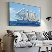 Daedalus Designs - White Sailboat Blue Ocean Landscape Canvas Art - Review