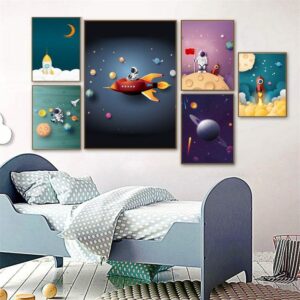 Daedalus Designs - Cartoon Space Astronaut Rocket Gallery Wall Canvas Art - Review