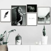 Daedalus Designs - Black White Girl Palm Feather Canvas Art - Review