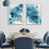 Daedalus Designs - Crashing Abstract Blue Ink Gold Canvas Art - Review