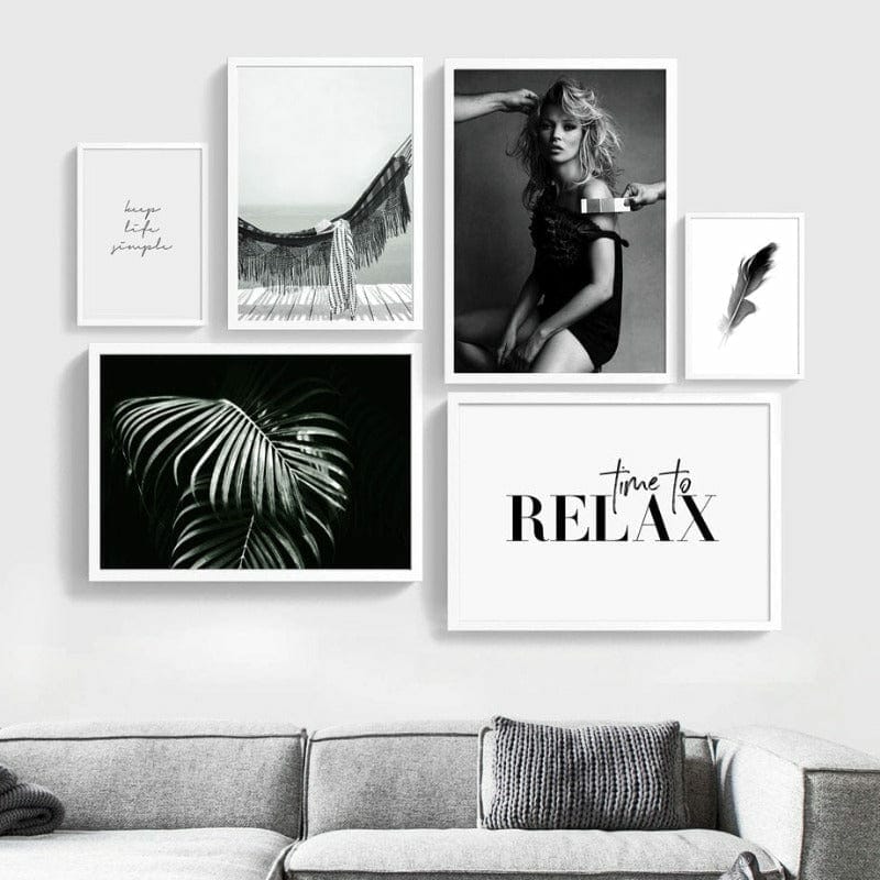Daedalus Designs - Black White Girl Palm Feather Canvas Art - Review