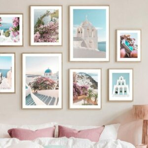 Daedalus Designs - Santorini Pink Flowers Bell Tower Gallery Wall Canvas Art - Review