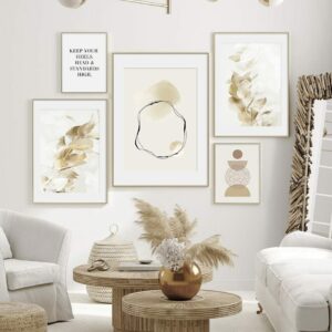 Daedalus Designs - Boho Golden Eucalyptus Leaves Gallery Wall Canvas Art - Review
