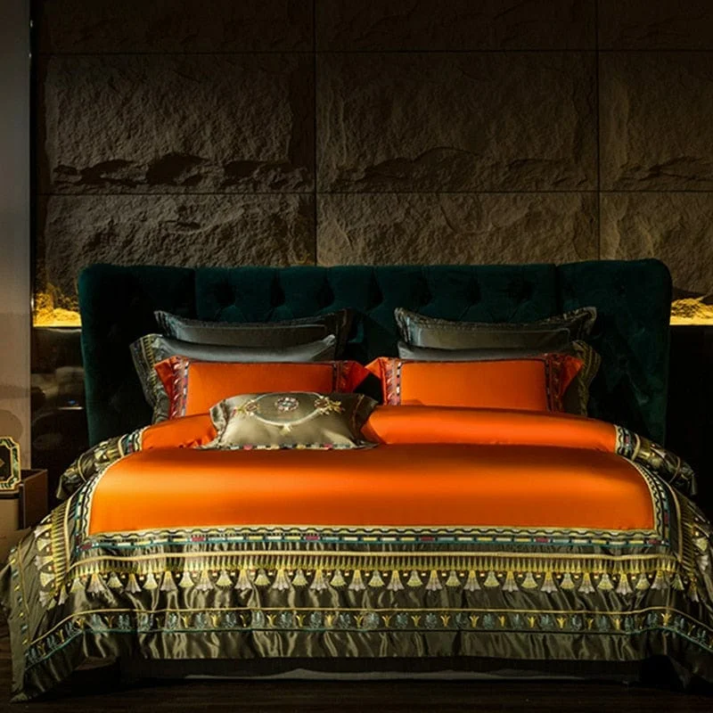 Daedalus Designs - Cassandra Orange Silk Luxury Jacquard Duvet Cover Set - Review