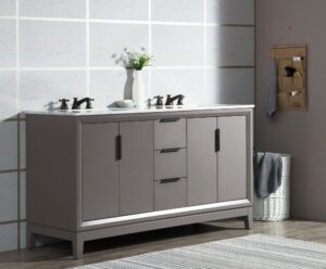 Daedalus Designs - Water Creation Elizabeth 60 Inch Cashmere Grey Double Sink Bathroom Vanity | Carrara White Marble Countertop | Oil-Rubbed Bronze Finish - Review