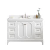 Daedalus Designs - Water Creation Queen 48 in. Pure White Single Sink Bathroom Vanity | Carrara Quartz Countertop | Polished Nickel (PVD) Finish - Review