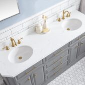 Daedalus Designs - Water Creation Palace 72 In. Double Sink Bathroom Vanity Set | Quartz Carrara Countertop | Satin Gold Finish - Review