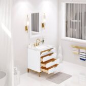 Daedalus Designs - Water Creation Bristol 30 Inch Single Sink Bathroom Vanity | Carrara White Marble Countertop | Satin Gold Finish - Review