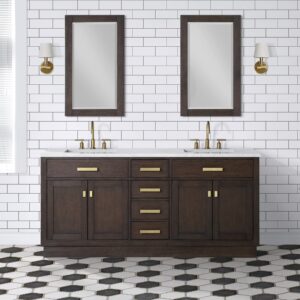 Daedalus Designs - Water Creation Chestnut 72 Inch Brown Oak Double Sink Bathroom Vanity | Carrara White Marble Countertop | Satin Gold Finish - Review