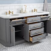 Daedalus Designs - Water Creation Palace 72 In. Double Sink Bathroom Vanity Set | Quartz Carrara Countertop | Satin Gold Finish - Review