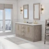 Daedalus Designs - Water Creation Hugo 72 Inch Grey Oak Double Sink Bathroom Vanity | Carrara White Marble Countertop | Satin Gold Finish - Review
