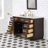 Daedalus Designs - Water Creation Chestnut 48 in. Brown Oak Single Sink Bathroom Vanity | Carrara White Marble Countertop | Satin Gold Finish - Review