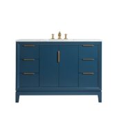 Daedalus Designs - Water Creation Elizabeth 48 in. Monarch Blue Single Sink Bathroom Vanity | Carrara White Marble Countertop | Satin Gold Finish - Review
