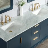 Daedalus Designs - Water Creation Elizabeth 72-Inch Monarch Blue Double Sink Bathroom Vanity | Carrara White Marble Countertop | Satin Gold Finish - Review