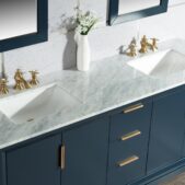 Daedalus Designs - Water Creation Elizabeth 72-Inch Monarch Blue Double Sink Bathroom Vanity | Carrara White Marble Countertop | Satin Gold Finish - Review