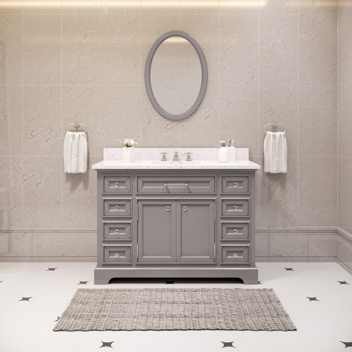 Daedalus Designs - Water Creation Derby 48 in. Single Sink Bathroom Vanity | Carrara White Marble Countertop | Chrome Finish - Review