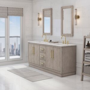 Daedalus Designs - Water Creation Hugo 72 Inch Grey Oak Double Sink Bathroom Vanity | Carrara White Marble Countertop | Satin Gold Finish - Review