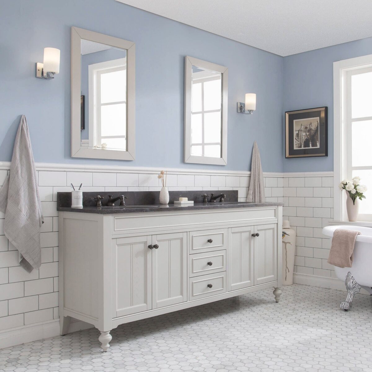 Daedalus Designs - Water Creation Potenza 72 In. Double Sink Bathroom Vanity Set | Blue Limestone Countertop | Oil-Rubbed Bronze Finish - Review