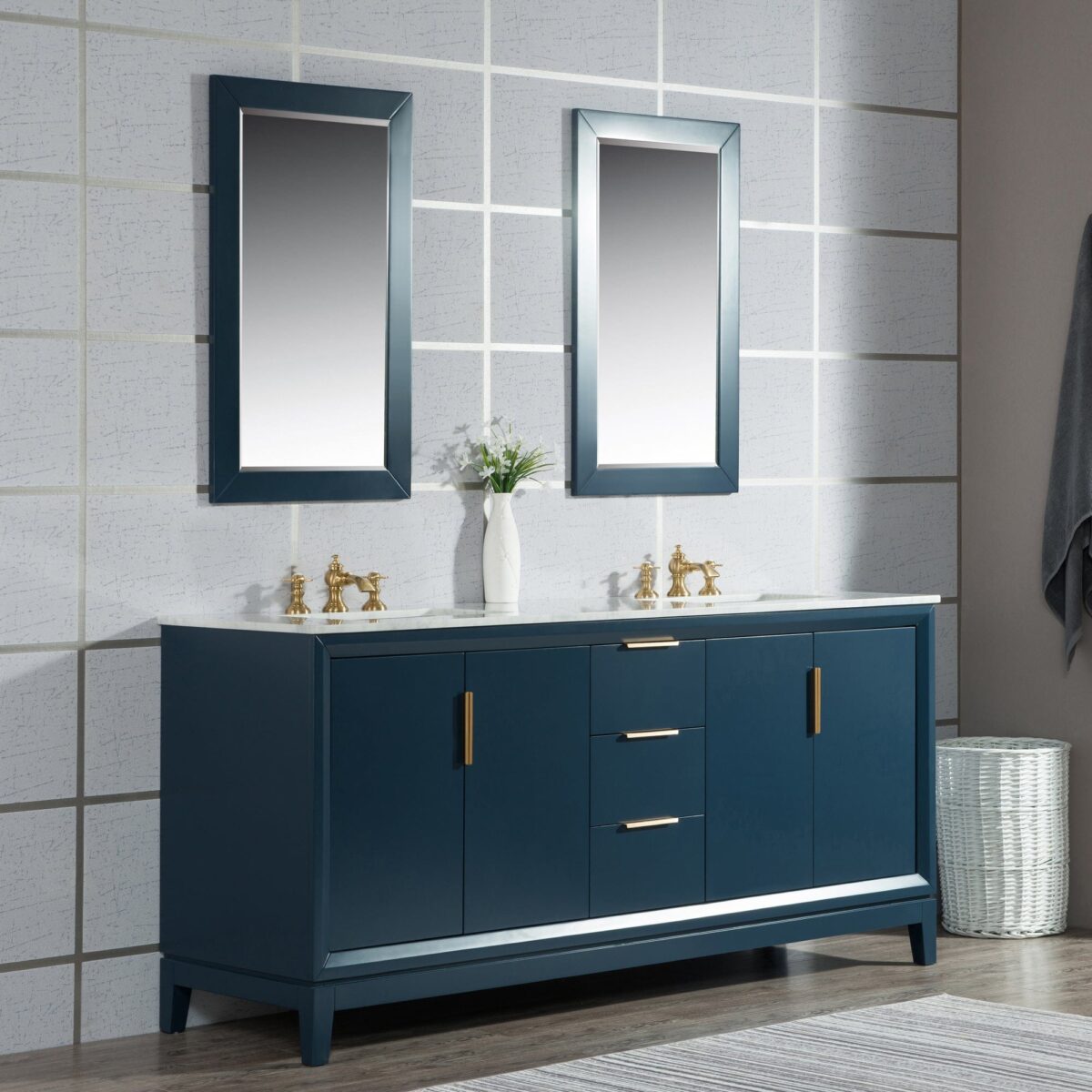 Daedalus Designs - Water Creation Elizabeth 72-Inch Monarch Blue Double Sink Bathroom Vanity | Carrara White Marble Countertop | Satin Gold Finish - Review