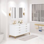 Daedalus Designs - Water Creation Bristol 60 Inch Double Sink Bathroom Vanity | Carrara White Marble Countertop | Satin Gold Finish - Review