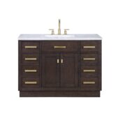 Daedalus Designs - Water Creation Chestnut 48 in. Brown Oak Single Sink Bathroom Vanity | Carrara White Marble Countertop | Satin Gold Finish - Review