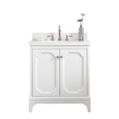 Daedalus Designs - Water Creation Queen 30 Inch Pure White Single Sink Bathroom Vanity | Quartz Carrara Countertop | Polished Nickel (PVD) Finish - Review