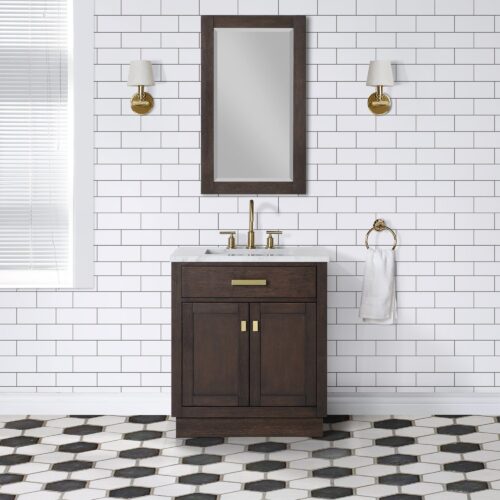 Daedalus Designs - Water Creation Chestnut 30 in. Brown Oak Single Sink Bathroom Vanity | Carrara White Marble Countertop | Satin Gold Finish - Review
