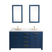 Daedalus Designs - Water Creation Madison 60 Inch Monarch Blue Double Sink Bathroom Vanity | Carrara White Marble Countertop | Satin Gold Finish - Review