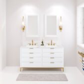 Daedalus Designs - Water Creation Bristol 60 Inch Double Sink Bathroom Vanity | Carrara White Marble Countertop | Satin Gold Finish - Review