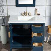 Daedalus Designs - Water Creation Elizabeth 36 in. Monarch Blue Single Sink Bathroom Vanity | Carrara White Marble Countertop | Satin Gold Finish - Review