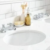Daedalus Designs - Water Creation Queen 60 Inch Cashmere Grey Double Sink Bathroom Vanity | Quartz Carrara Countertop | Chrome Finish - Review