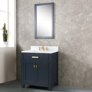 Daedalus Designs - Water Creation Madison 30 Inch Monarch Blue Single Sink Bathroom Vanity | Carrara White Marble Countertop | Satin Gold Finish - Review