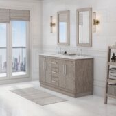 Daedalus Designs - Water Creation Hugo 60 Inch Grey Oak Double Sink Bathroom Vanity | Carrara White Marble Countertop | Chrome Finish - Review