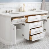 Daedalus Designs - Water Creation Palace 72 In. Double Sink Bathroom Vanity Set | Quartz Carrara Countertop | Polished Nickel (PVD) Finish - Review