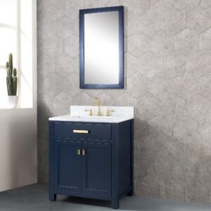 Daedalus Designs - Water Creation Madison 30 Inch Monarch Blue Single Sink Bathroom Vanity | Carrara White Marble Countertop | Satin Gold Finish - Review