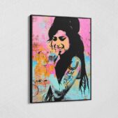 Amy-Winehouse-Circle-Graffiti-Framed-Canvas-Wall-Art