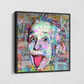 Einstein-Heavy-Graffiti-Framed-Canvas-Wall-Art