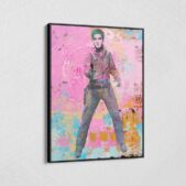 Elvis-Presley-Circles-Pink-Graffiti-Framed-Canvas-Wall-Art