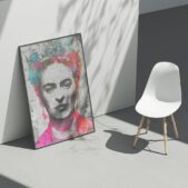 Daedalus Designs - Frida Kahlo Portrait Grey Circles Graffiti Framed Canvas Wall Art - Review
