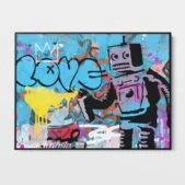 Daedalus Designs - Love Robot Graffiti Framed Canvas Wall Art - Review