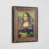 Mona-Lisa-Da-Vinci-Invaders-Framed-Canvas-Wall-Art
