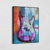 Painted-Precision-Bass-Guitar-Framed-Canvas-Wall-Art