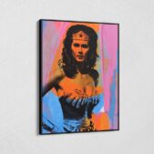 Vintage-Wonder-Woman-Bright-Colors-Framed-Canvas-Art