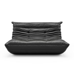 Togo Sofa - 2 Seater - Microfiber Leather Black by Daedalus Designs