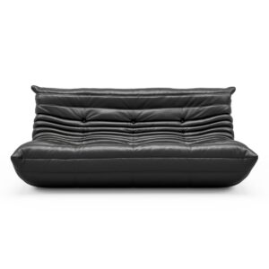 Togo Sofa - 3 Seater - Microfiber Leather Black by Daedalus Designs